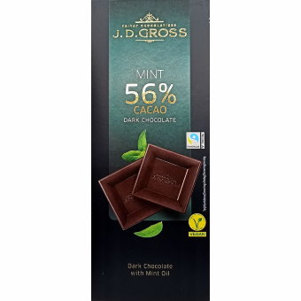 Черный шоколад J.D.Gross 56% с мятой 125 гр