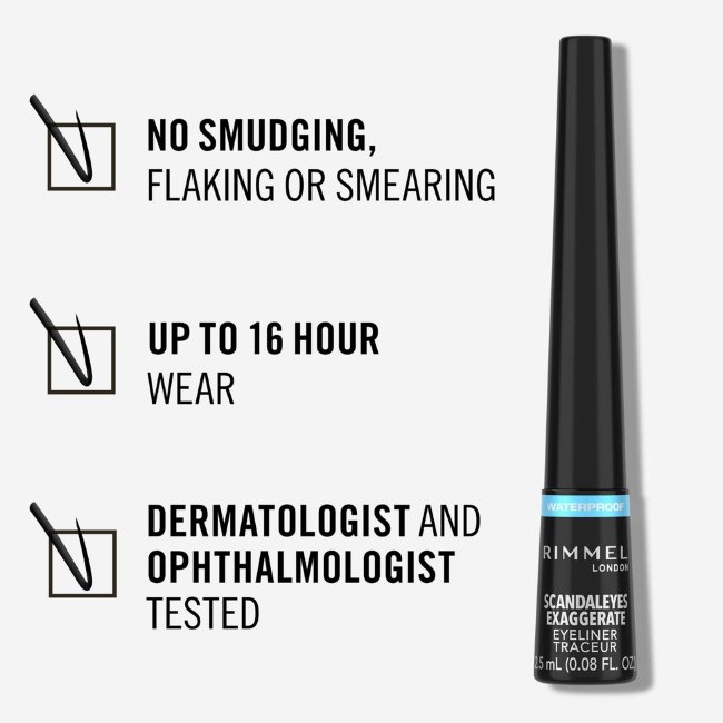 Жидкая подводка для глаз Rimmel Scandaleyes 2,5 мл водостойкая 003 черная