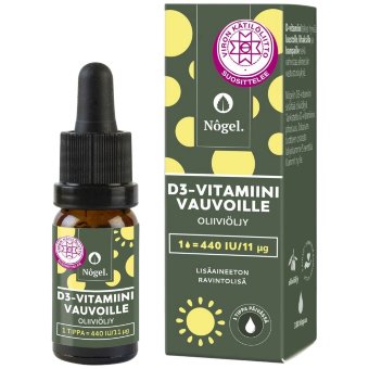 Капли D3 Nogel для грудных детей и детей, оливковое масло, 440 IU, 10 мл