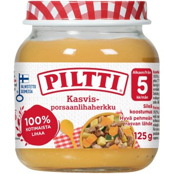 Детское овощное блюдо с свининой Piltti 125 гр с 5 мес