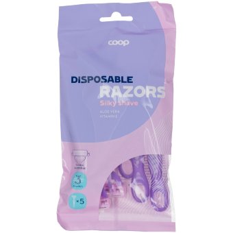 Одноразовые безопасные бритвы для личной гигиены Coop 3 Blade 5 шт/уп женские Одноразовые безопасные бритвы для личной гигиены Coop 3 Blade 5 шт/уп женские