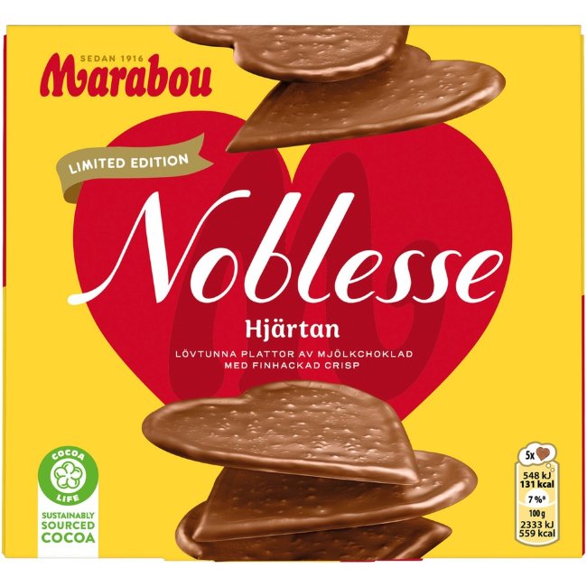Шоколад в форме сердец Marabou noblesse 130 гр
