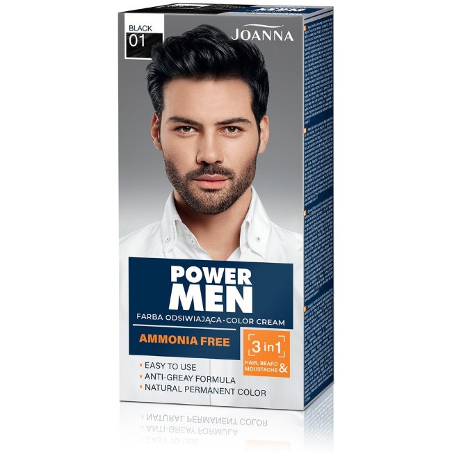 Краска для волос Joanna Power men 01 черный перманент