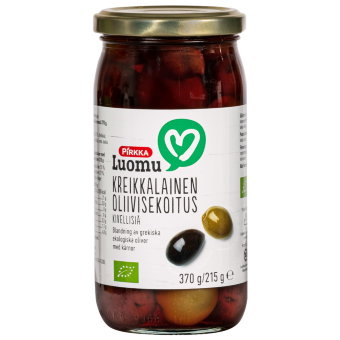 Зеленые и черные оливки Pirkka 370 / 215 гр Luomu