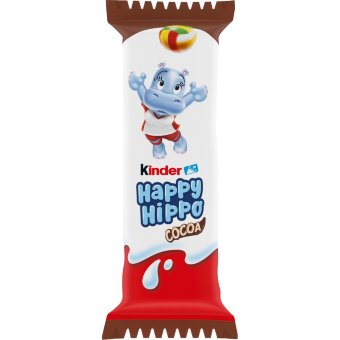 Хрустящий вафельный батончик Kinder Happy Hippo с молочным и какао кремом 20,7 гр