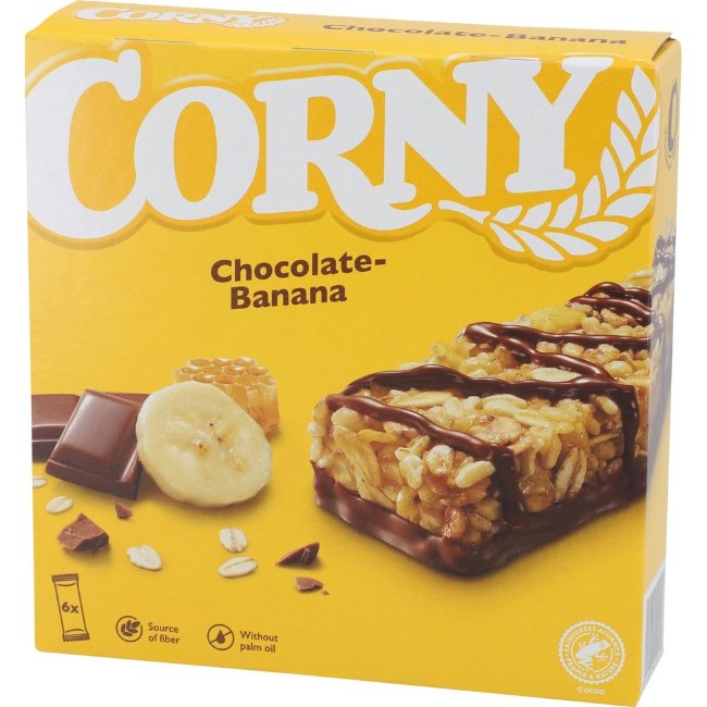 Овсяный снек-батончик батончик Corny с шоколадом и бананом (уп 6 шт) 150 гр