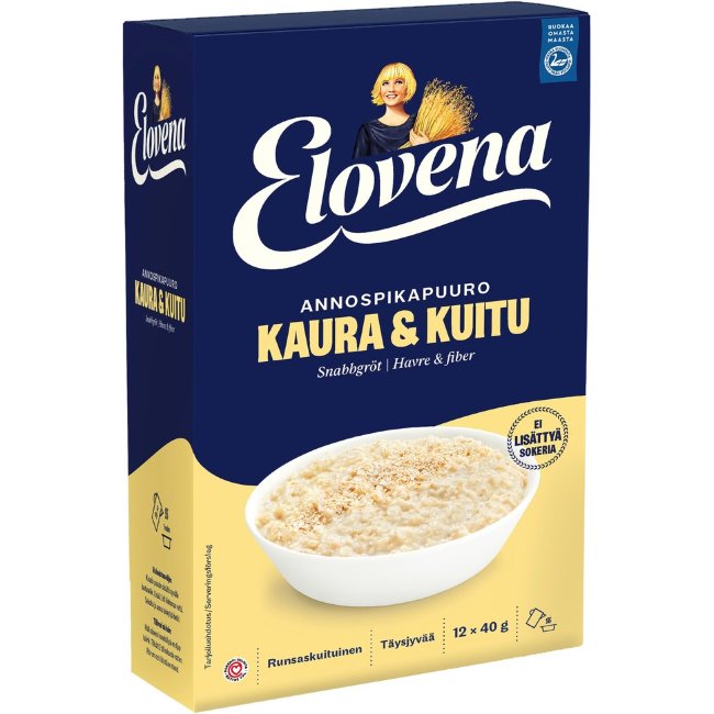 Быстрая овсяная каша Elovena 480 гр овес и клетчатка