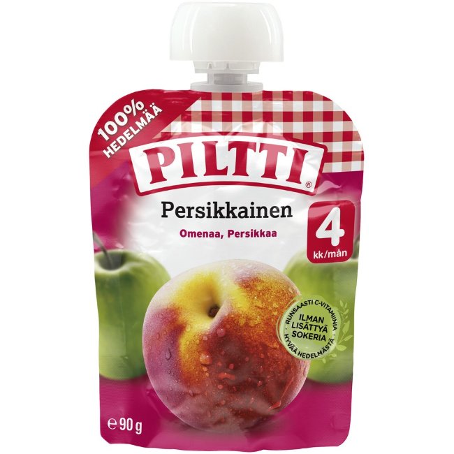 Пюре для детей Piltti с персиком и яблоком 90 гр