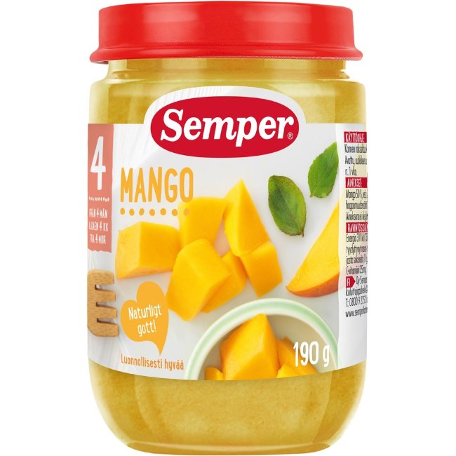 Фруктовое пюре Semper манго 190 гр
