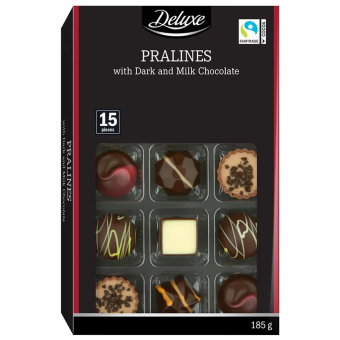 Ассорти шоколадных конфет Deluxe с молочным и темным шоколадом 185 гр
