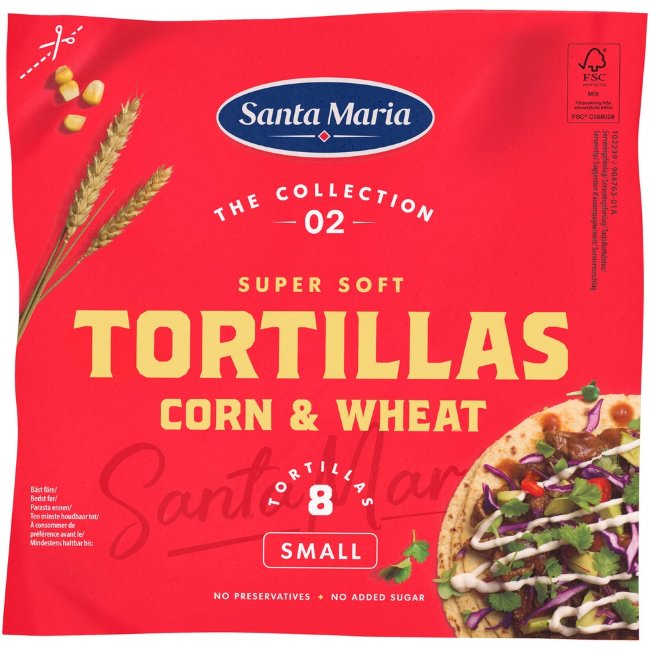 Мягкая пшенично-кукурузная тортилья Santa Maria (уп 8 шт) 200 гр x14
