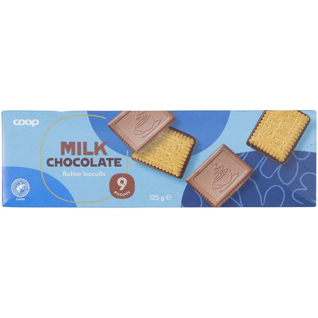 Песочное печенье в молочном шоколаде Coop 125 гр
