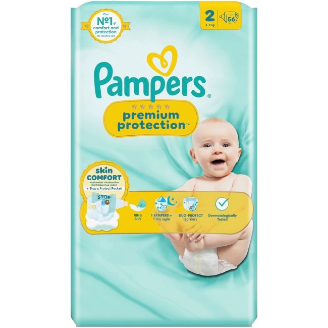 Подгузники Pampers Premium Protection New Baby S2 4-8 кг 56 шт