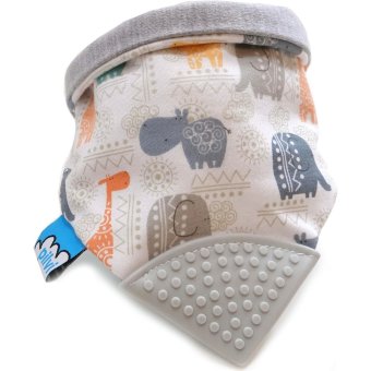 Слюнявчик Pilvi с жевательной игрушкой серый