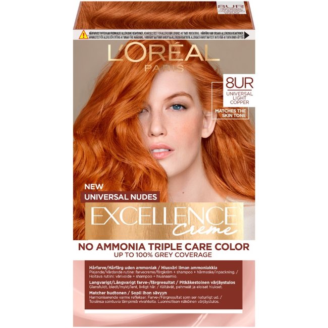 Крем-краска для волос L'Oréal Paris Excellence Creme Universal Nudes 8UC светло-медного оттенка без аммиака 1 шт Крем-краска для волос L'Oréal Paris Excellence Creme Universal Nudes 8UC светло-медного оттенка без аммиака 1 шт