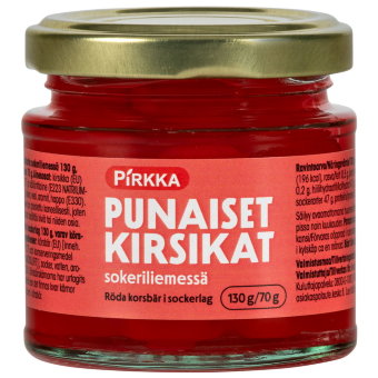 Красная вишня в сиропе Pirkka 130г/70 гр