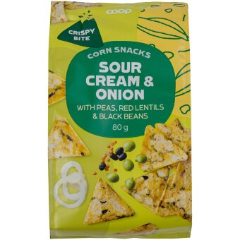 Кукурузные снеки Coop со вкусом сметаны и лука 80 гр