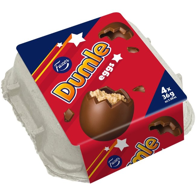 Пасхальные шоколадные яйца Fazer Dumle (набор из 4шт) 144 гр